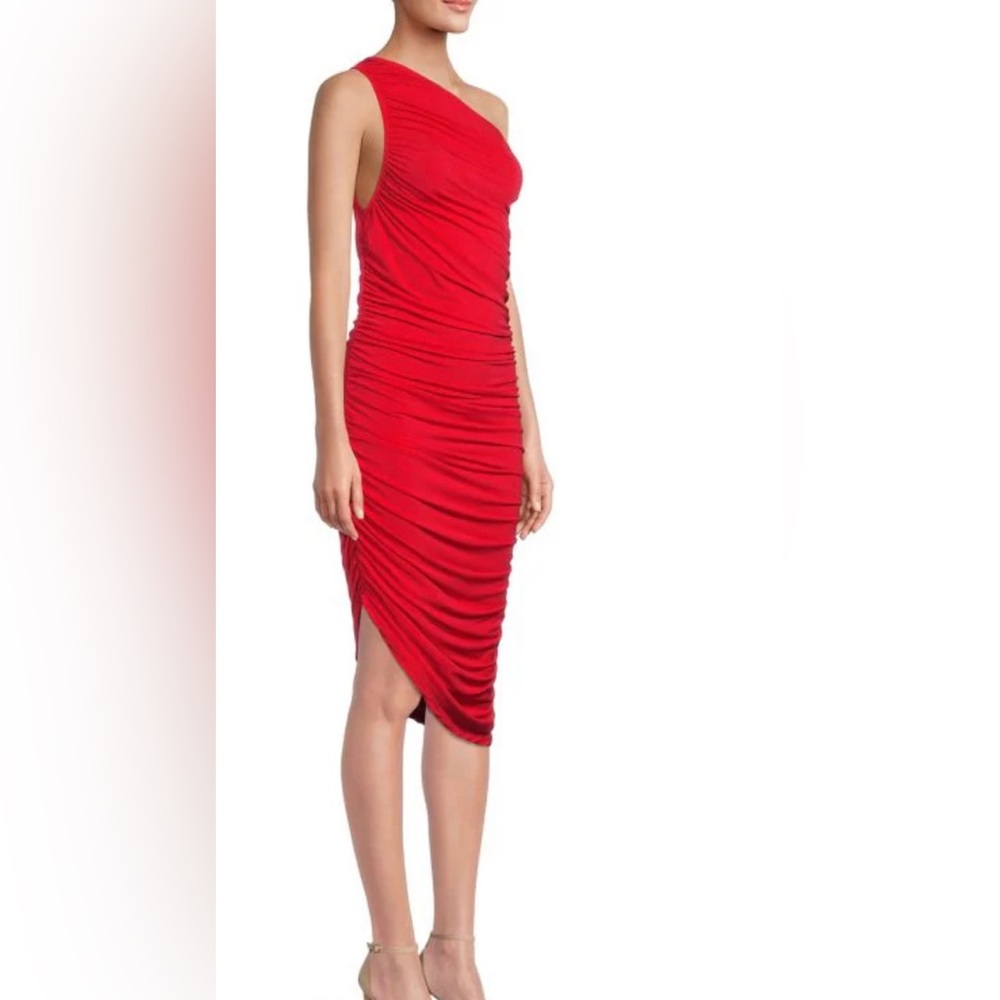 NWT RENEE C. One Shoulder Ruched Bodycon Dress - Picture 2 of 9